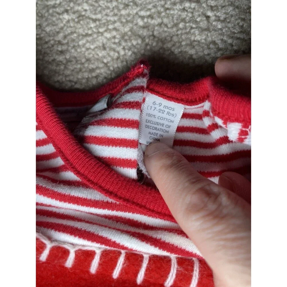 First Impressions Christmas Santa North Pole Red Romper Size 6-9 Months